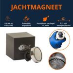 Jachtmagneet met doos en hagel aan de magneet, de magneet heeft 110kg - 300kg trekkracht, is enkelzijdig magnetisch, verwijdert hagel uit vlees en de verwijderafstand is 5-11mm