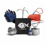 Magneetvis set met krachtige Beast neodymium vismagneet, grijphaak, handschoenen, sterk touw en lijm in luxe Magnetar geschenkdoos.