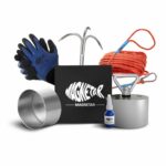 Complete magneetvis set met neodymium Barbarian vismagneet, grijphaak, handschoenen, sterk touw en accessoires in luxe Magnetar geschenkdoos.