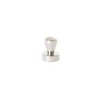 Kleine zilverkleurige pionmagneet van neodymium met ronde voet en handige grip, ideaal voor op whiteboards of metalen oppervlakken.