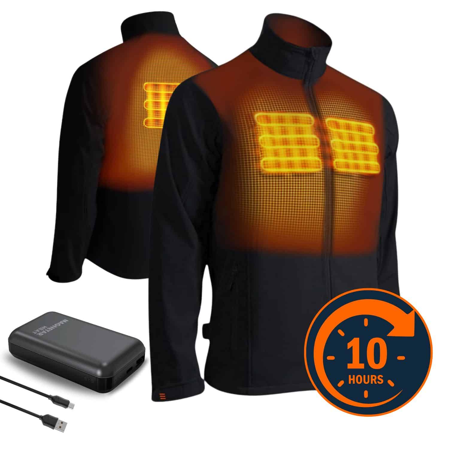 VULCAN Verwarmde Jas Magnetar Heat inclusief powerbank voorkant en achterkant