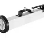 Detailfoto van magnetische terreinbezem met oogbout en wiel, productfoto, voor het verzamelen van metalen met een vorkheftruck