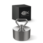 Productfoto van 360° neodymium Beast vismagneet met driehoekige oogbout en opbergdoos, geschikt voor magneetvissen en zware metalen vondsten