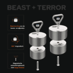 USP-afbeelding van Beast en Terror 360° vismagneten met neodymium kern, bescherming aan boven- en zijkanten en sterke aantrekkingskracht op lange afstand