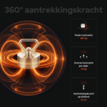 USP-afbeelding van Easy 360° vismagneet met totale trekkracht van 280 kg, 70 kg per zijde en magnetische aantrekkingskracht tot 10 cm afstand.