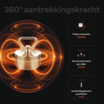 USP-afbeelding van 360° neodymium Terror vismagneet met 1000 kg trekkracht, 250 kg per zijde en aantrekkingskracht tot 17 cm afstand.