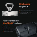 USP-afbeelding van Mega Cube vismagneet met driehoekige oogbout en harde beschermkoffer met MagShield-schuim voor veilig transport.