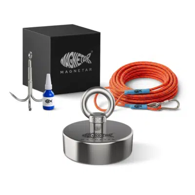 Productfoto Classic 200 magneetvisset met vismagneet, touw, dreghaak, borglijm en opbergdoos