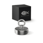 Productfoto van Classic 110 vismagneet met oogbout en zwarte verpakking, geschikt voor beginnende magneetvissers