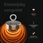 USP foto Classic 300 enkelzijdige vismagneet met 300 kg trekkracht, 10 cm aantrekkingskracht en geschikt voor middelgrote vondsten