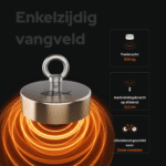 USP foto Classic 500 vismagneet met 500 kg trekkracht, 12,5 cm aantrekkingsafstand en geschikt voor grote vondsten
