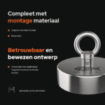 USP foto Classic 300 vismagneet met RVS oogbout, borgringen en compleet montagemateriaal voor magneetvissen
