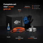 USP-afbeelding van complete vismagneet set met neodymium magneet, 8 mm touw, waterdichte handschoenen en borglijm