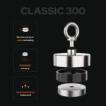 USP foto Classic 300 enkelzijdige vismagneet met stalen behuizing en geconcentreerde trekkracht voor magneetvissen
