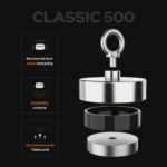 USP foto Classic 500 vismagneet met stalen behuizing, enkelzijdig ontwerp en geconcentreerde trekkracht